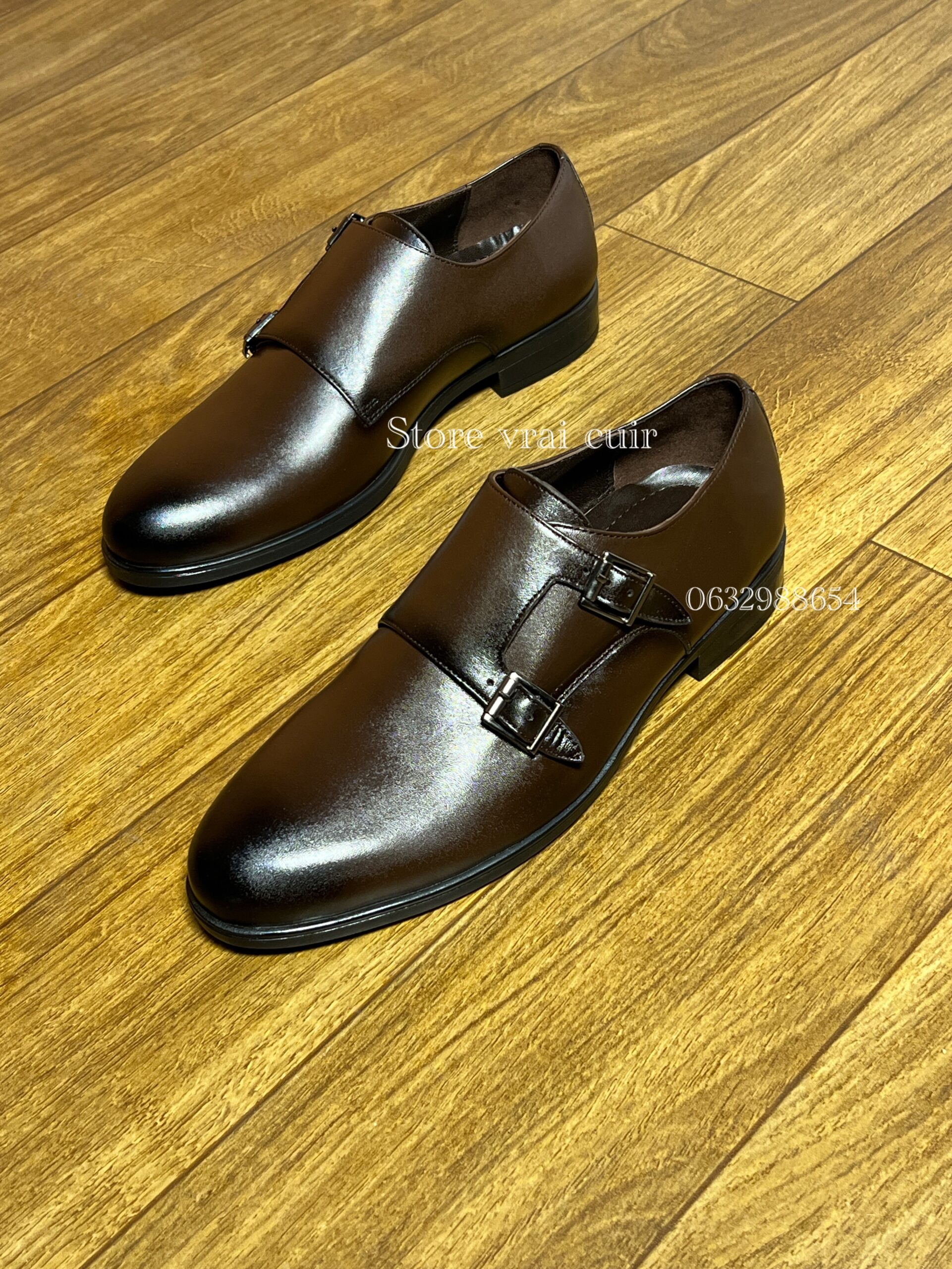 Réf : 309 cuir noir & marron – Image 2