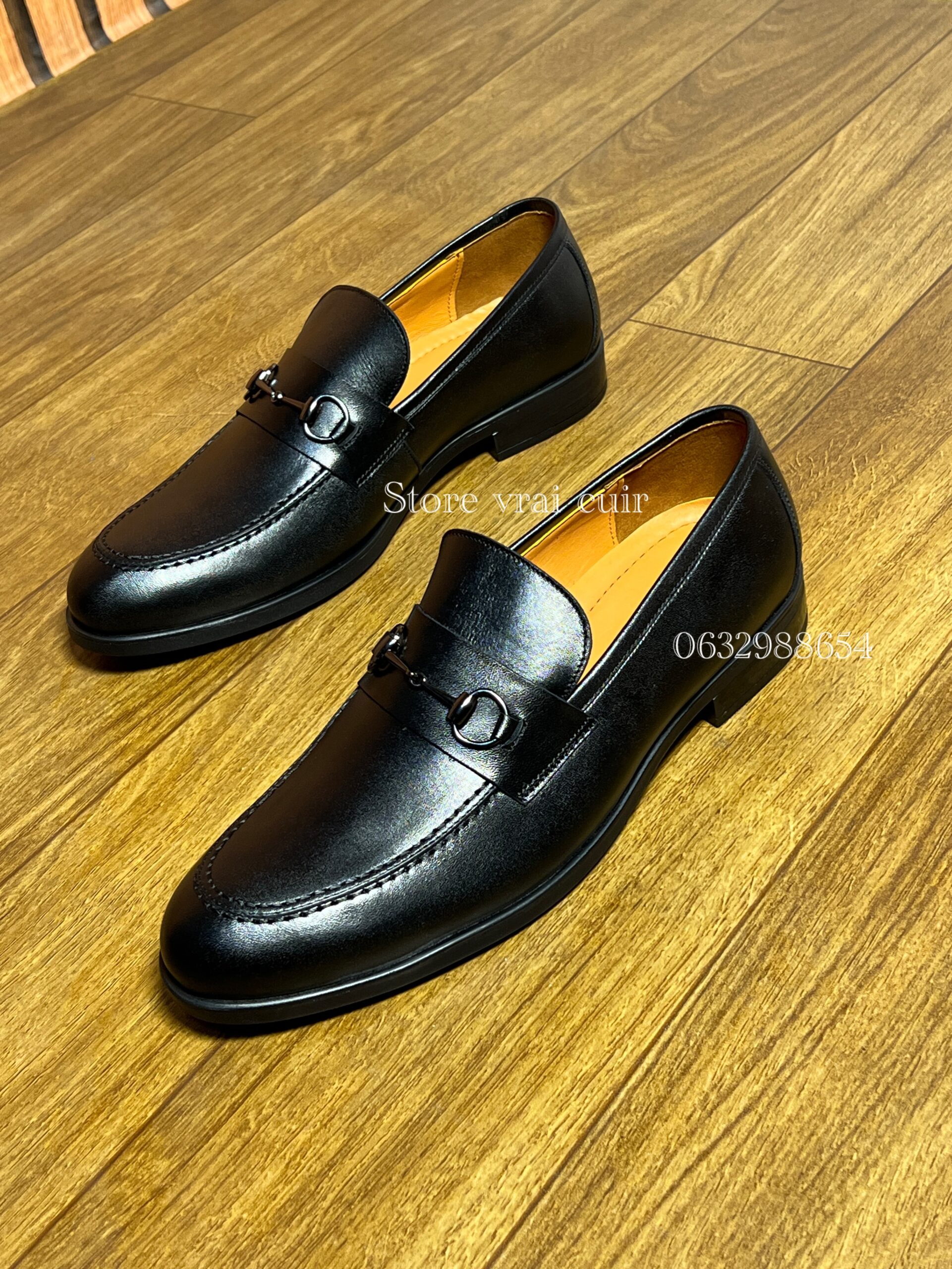 Réf : 162 cuir noir & marron taba – Image 2