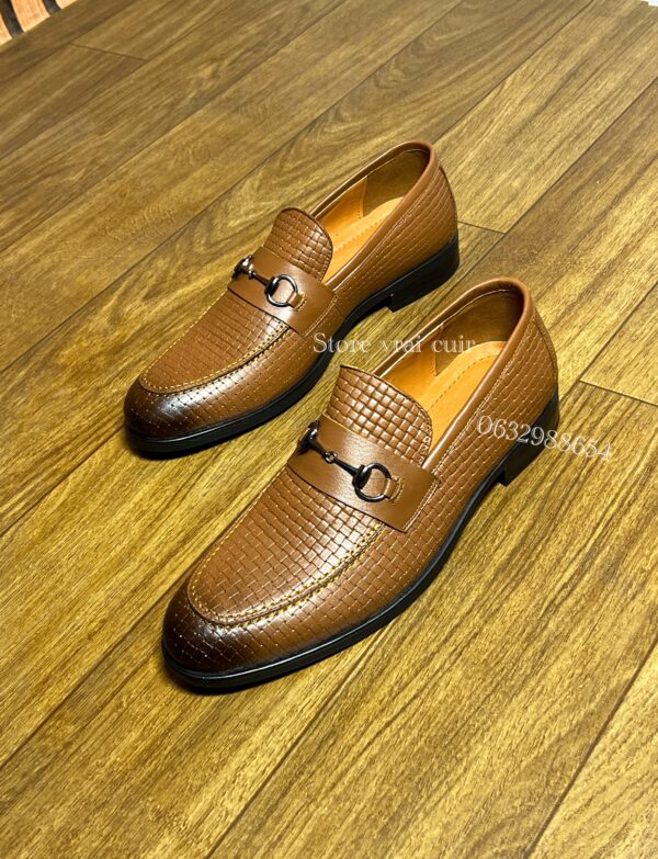 Réf : 162 cuir noir tressé & marron taba tressé