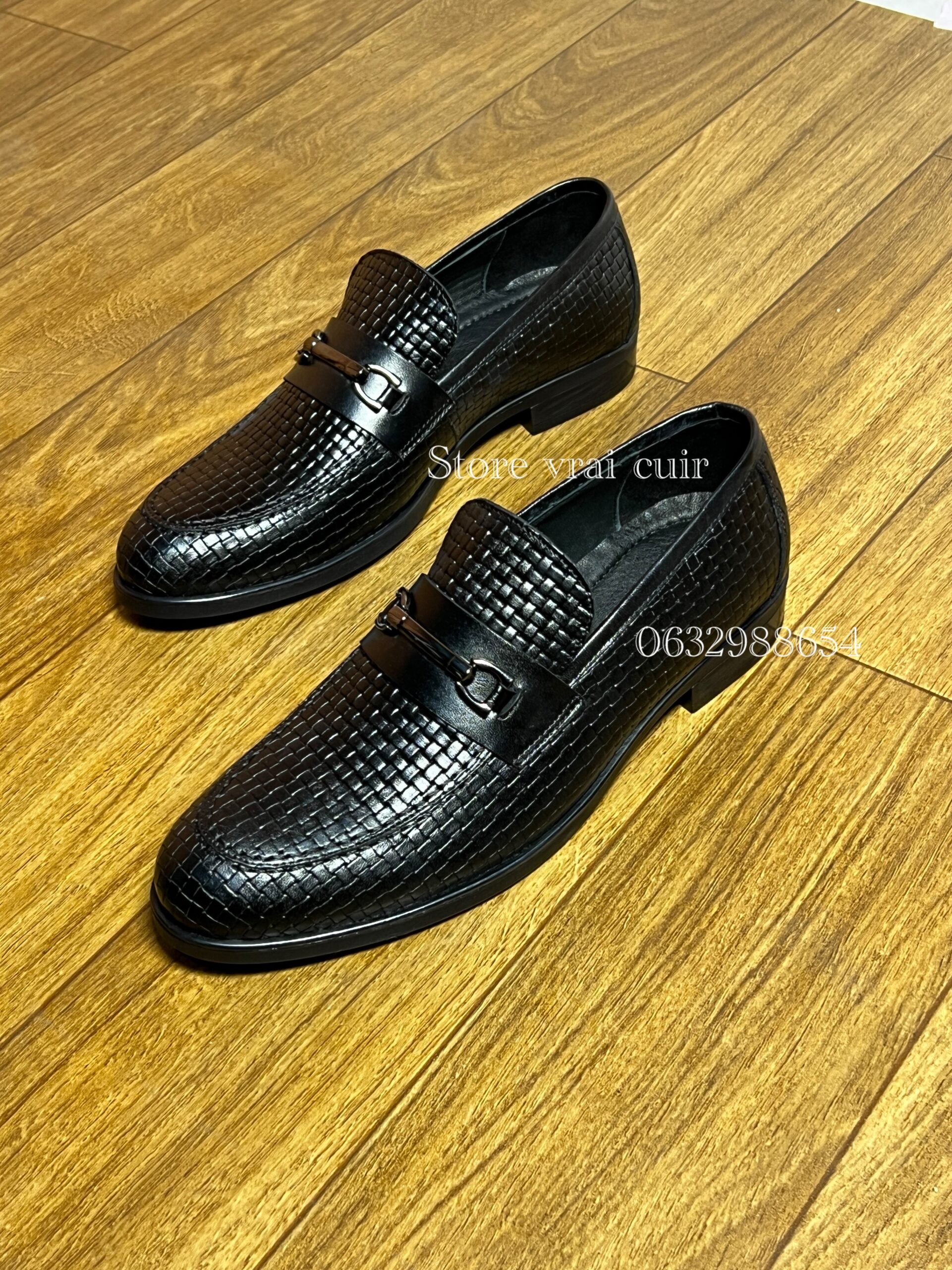 Réf : 162 cuir noir tressé & marron taba tressé – Image 2