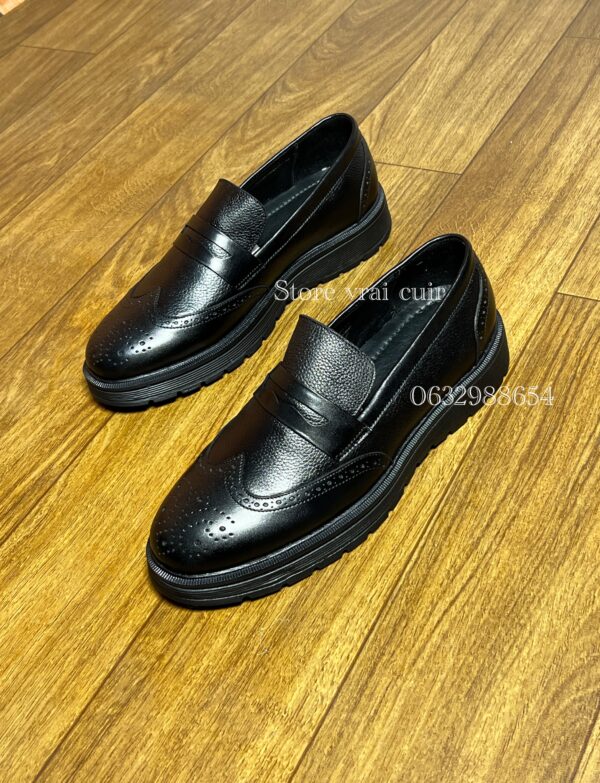 Réf : 338 cuir noir & marron foncé