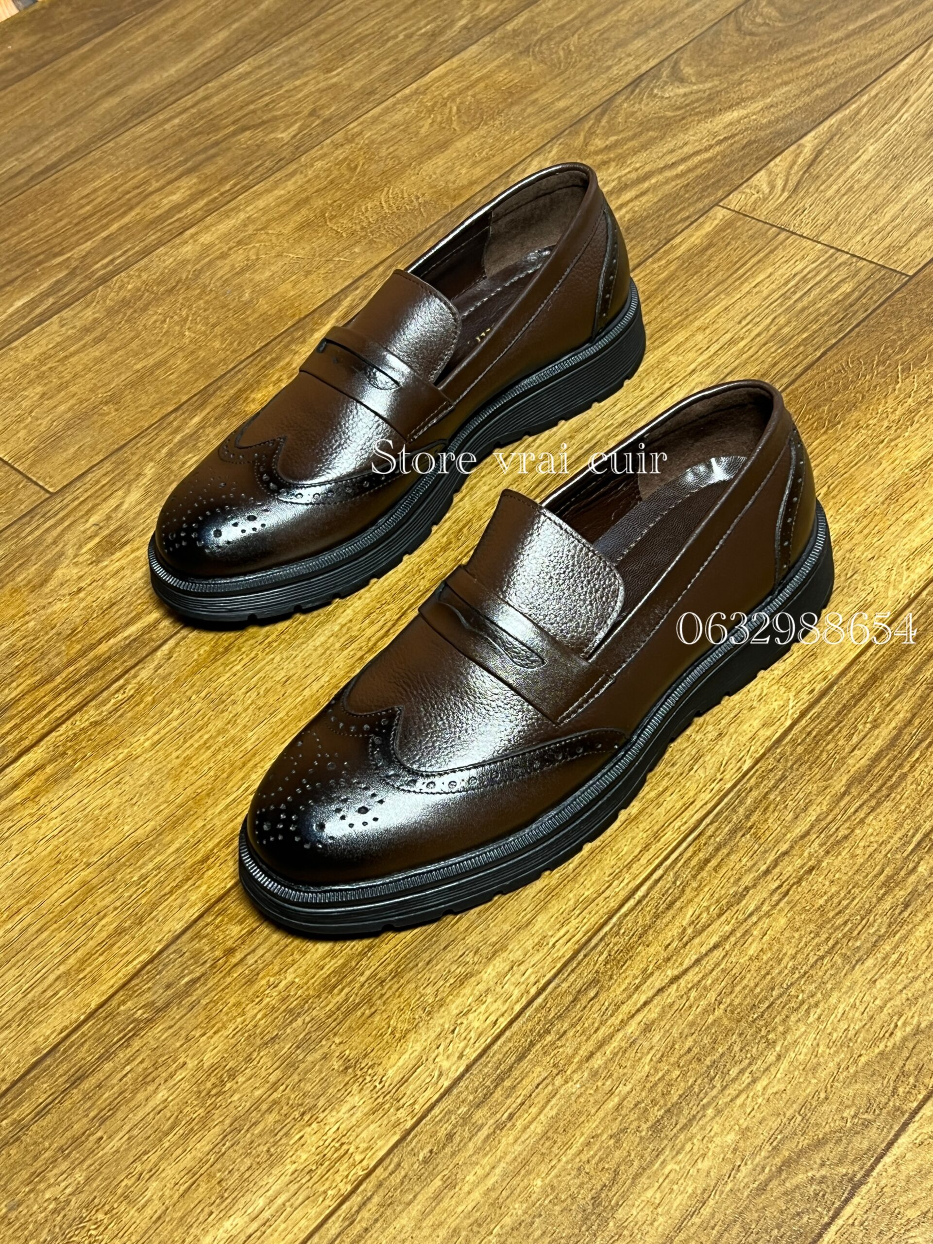 Réf : 338 cuir noir & marron foncé – Image 2