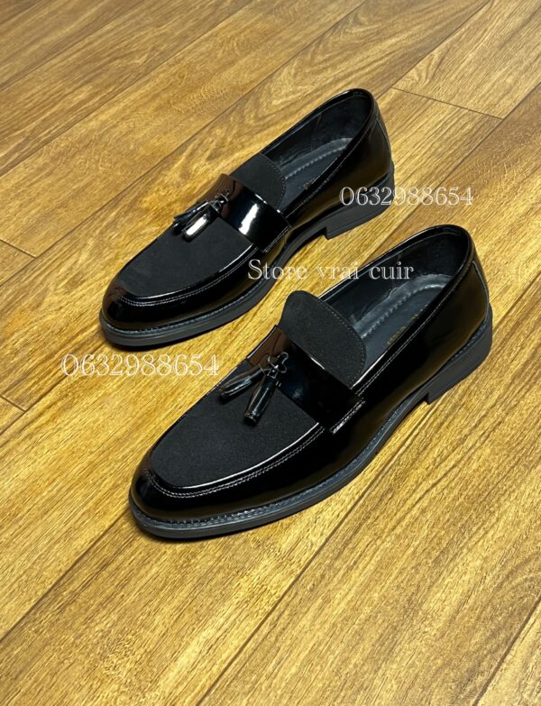 Ref : 302 cuir brillant + daim noir