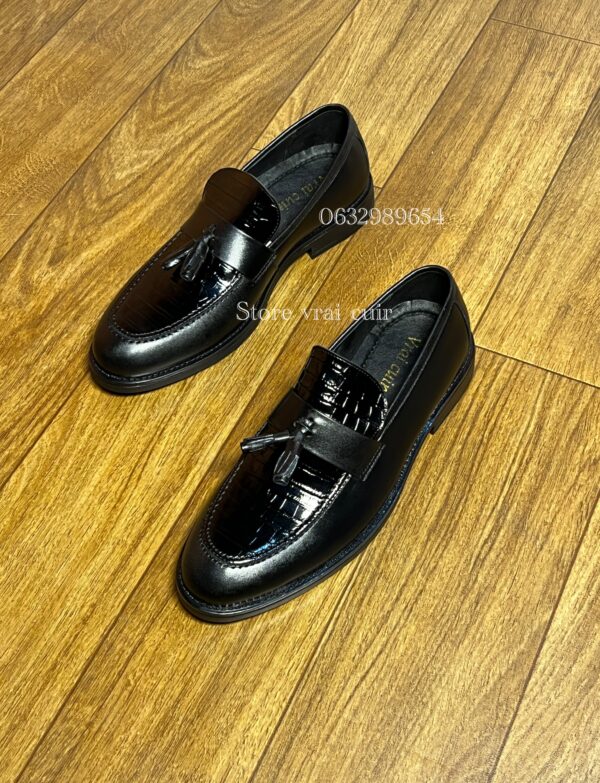 Ref : 162 cuir noir + kroko