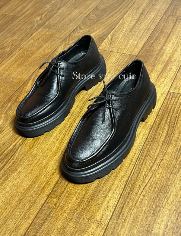 Réf : 242 cuir noir véritable & marron foncé avec une semelle moderne confortable très légère